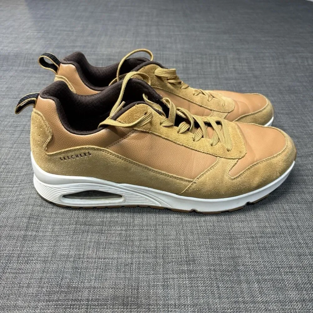 Skechers Men's Uno Stacre Whiskey Tan Suede Shoes Sneakers SN 52468 Size 12